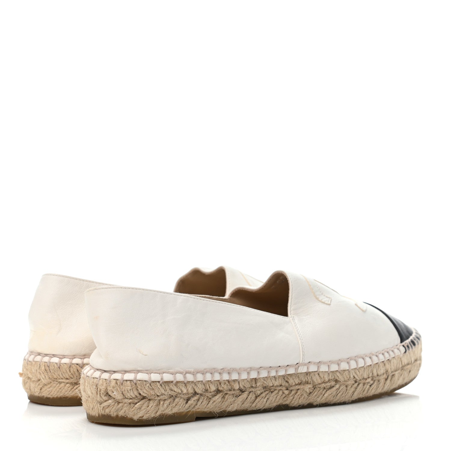 Chanel Lambskin CC Espadrilles 39 White Black 3 of 5