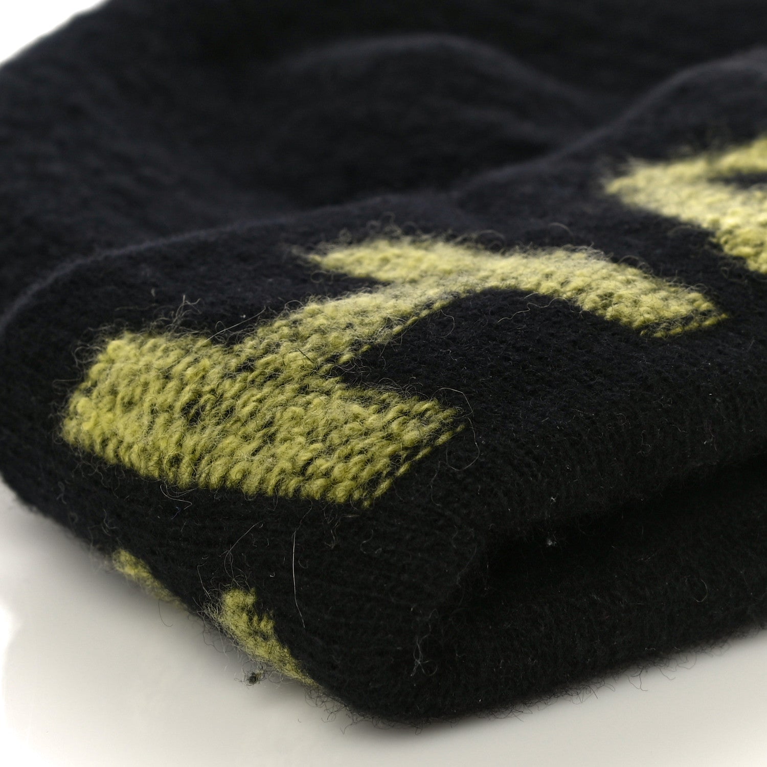 Chanel Wool Cashmere Logo Beanie Hat Black Yellow 6 of 8
