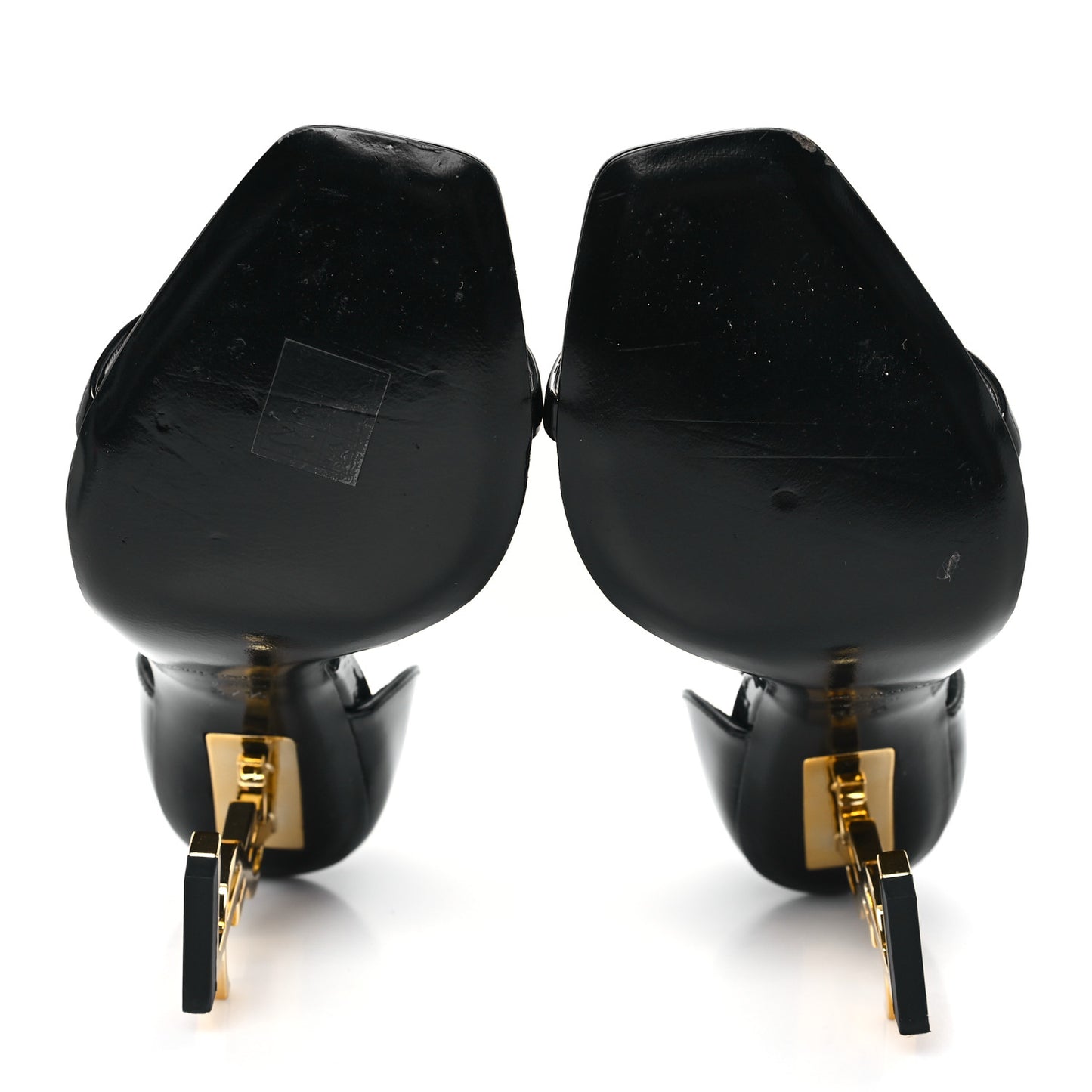 Patent Calfskin Opyum 110 Sandals 37.5 Black Gold