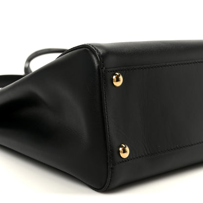 Fendi Vitello Morgan Fabric Jacquard Pequin Medium Peekaboo Iconic Satchel Black Tobacco 10 of 11