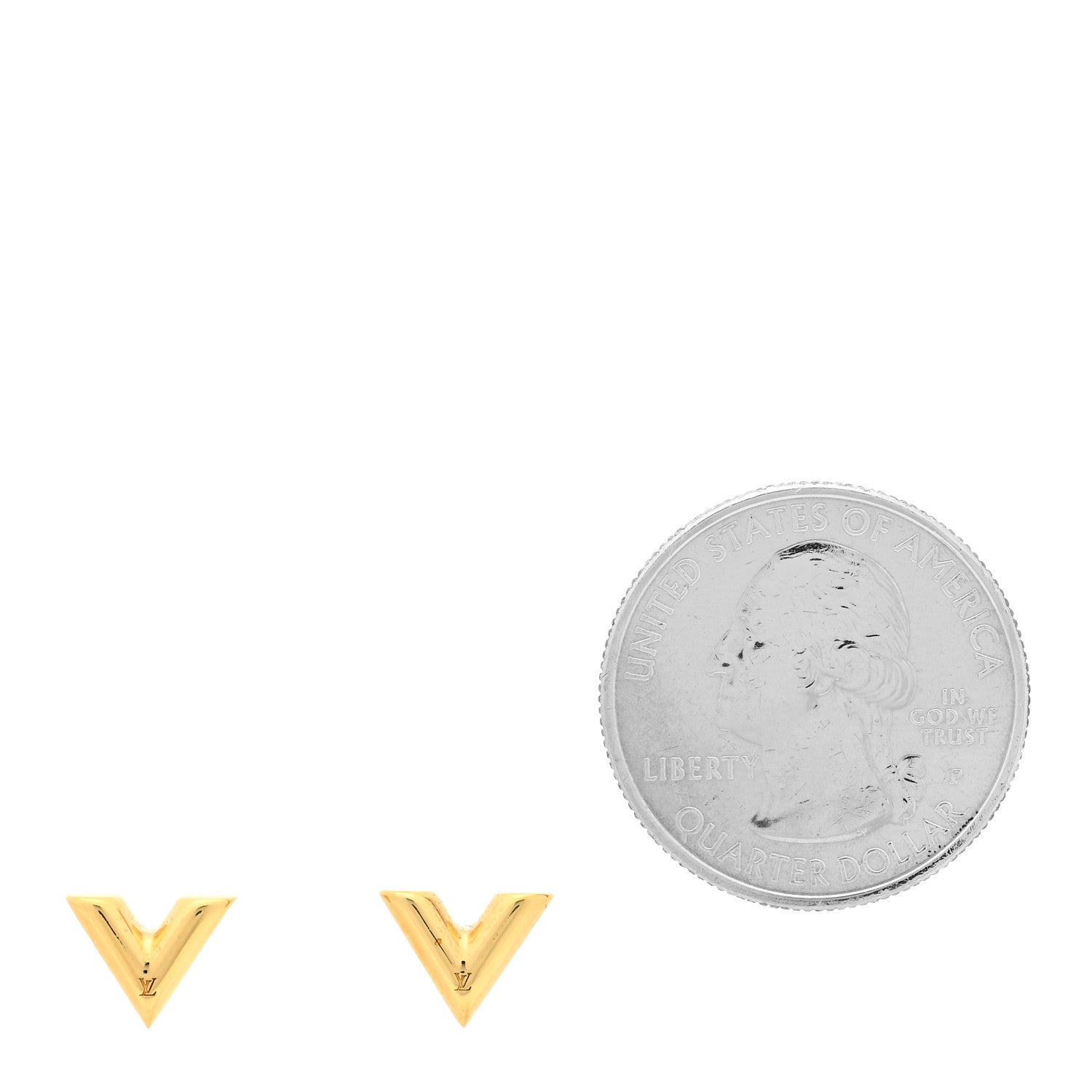 Louis Vuitton Brass Essential V Stud Earrings Gold 2 of 4