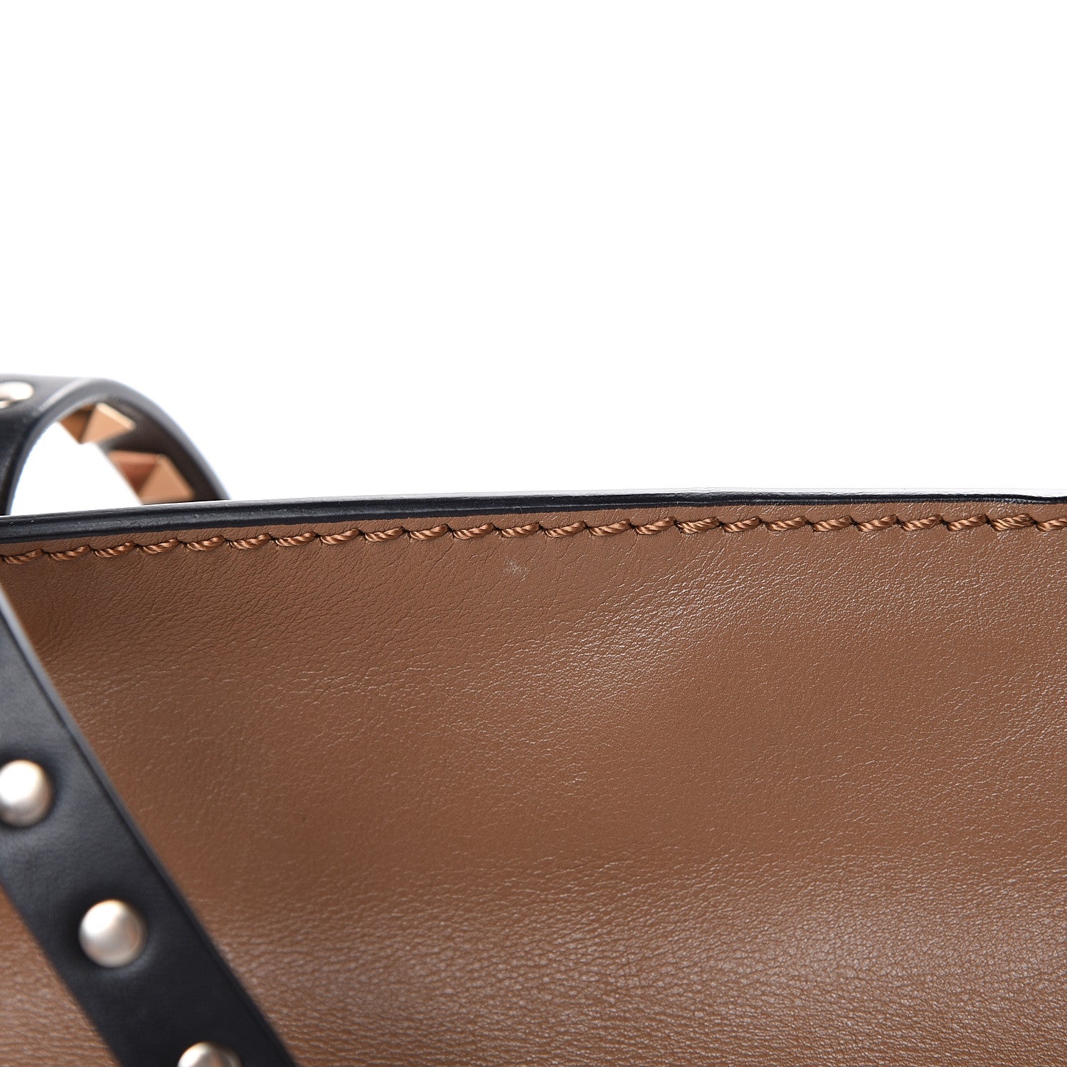 Valentino Garavani Vitello Medium Rockstud Tote Brown Black 11 of 11