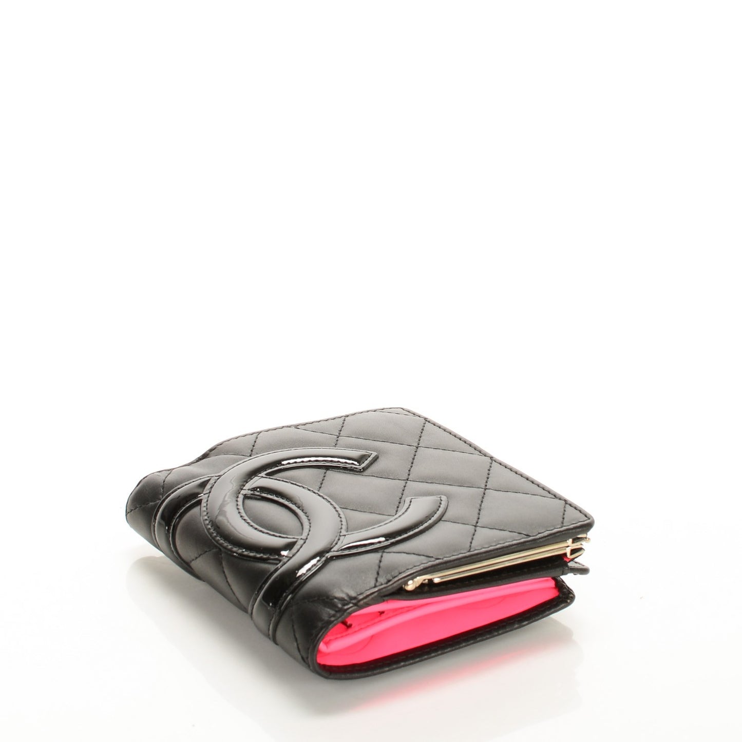 Calfskin Quilted Cambon Bi-Fold Wallet Black
