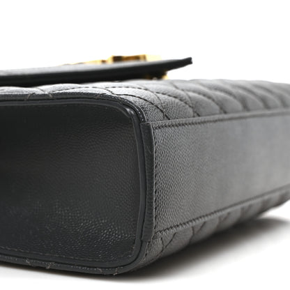 Saint Laurent Grain De Poudre Textured Mixed Matelasse Triquilt Medium Monogram Satchel Dark Smog 9 of 11