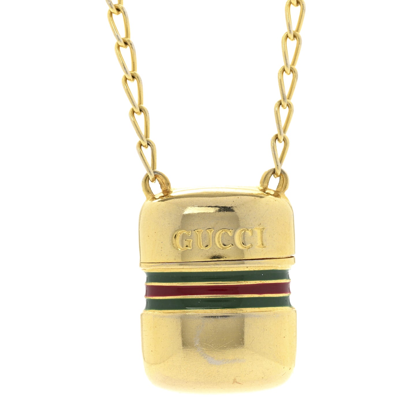 Metal Enamel Pillbox Pendant Necklace
