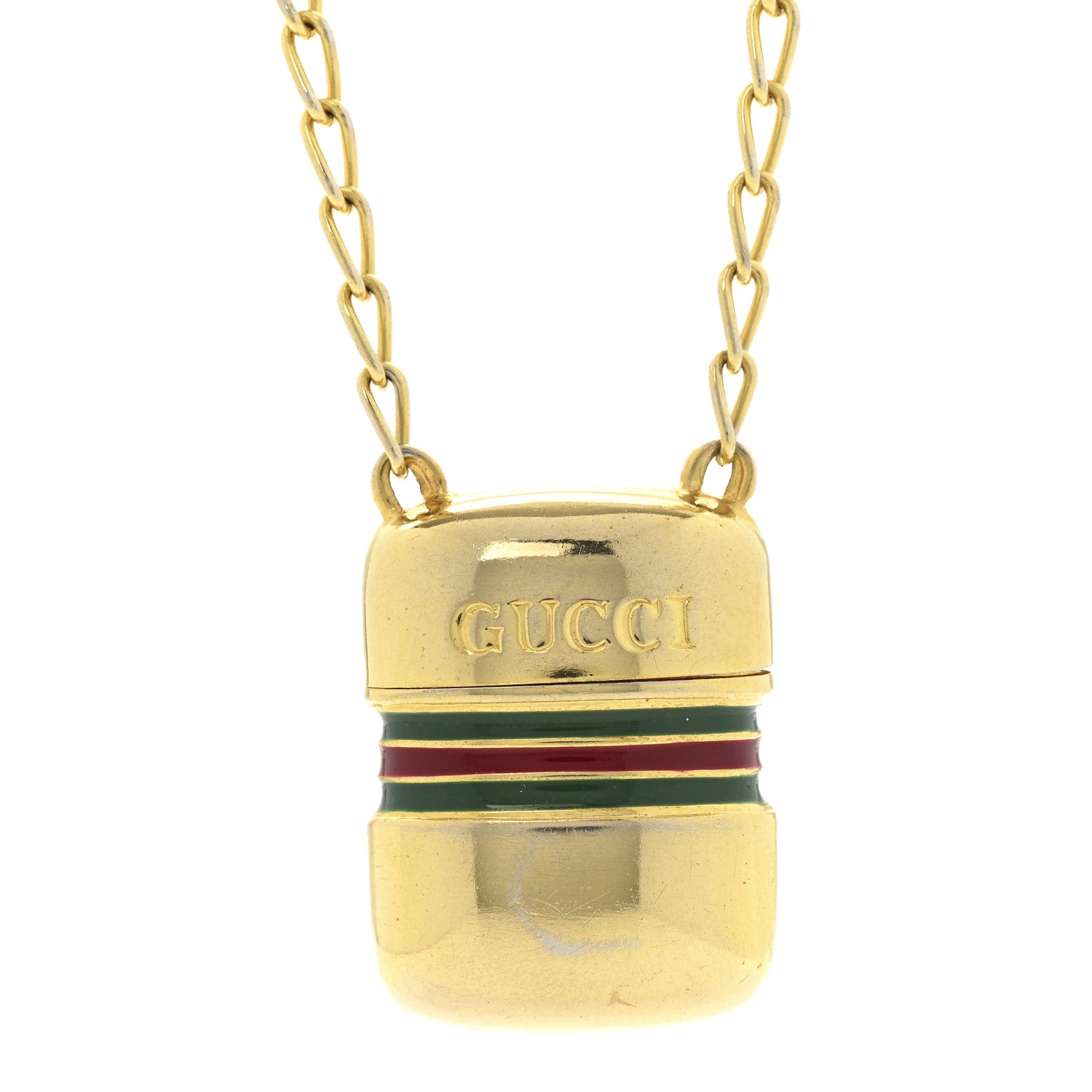 Gucci Metal Enamel Pillbox Pendant Necklace 4 of 7