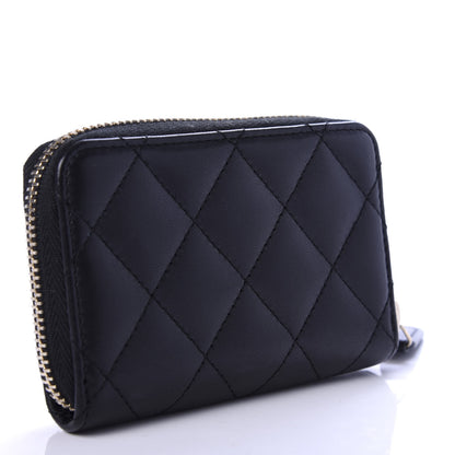 Chanel Lambskin Quilted Zip Around Coin Purse Black 3 of 8