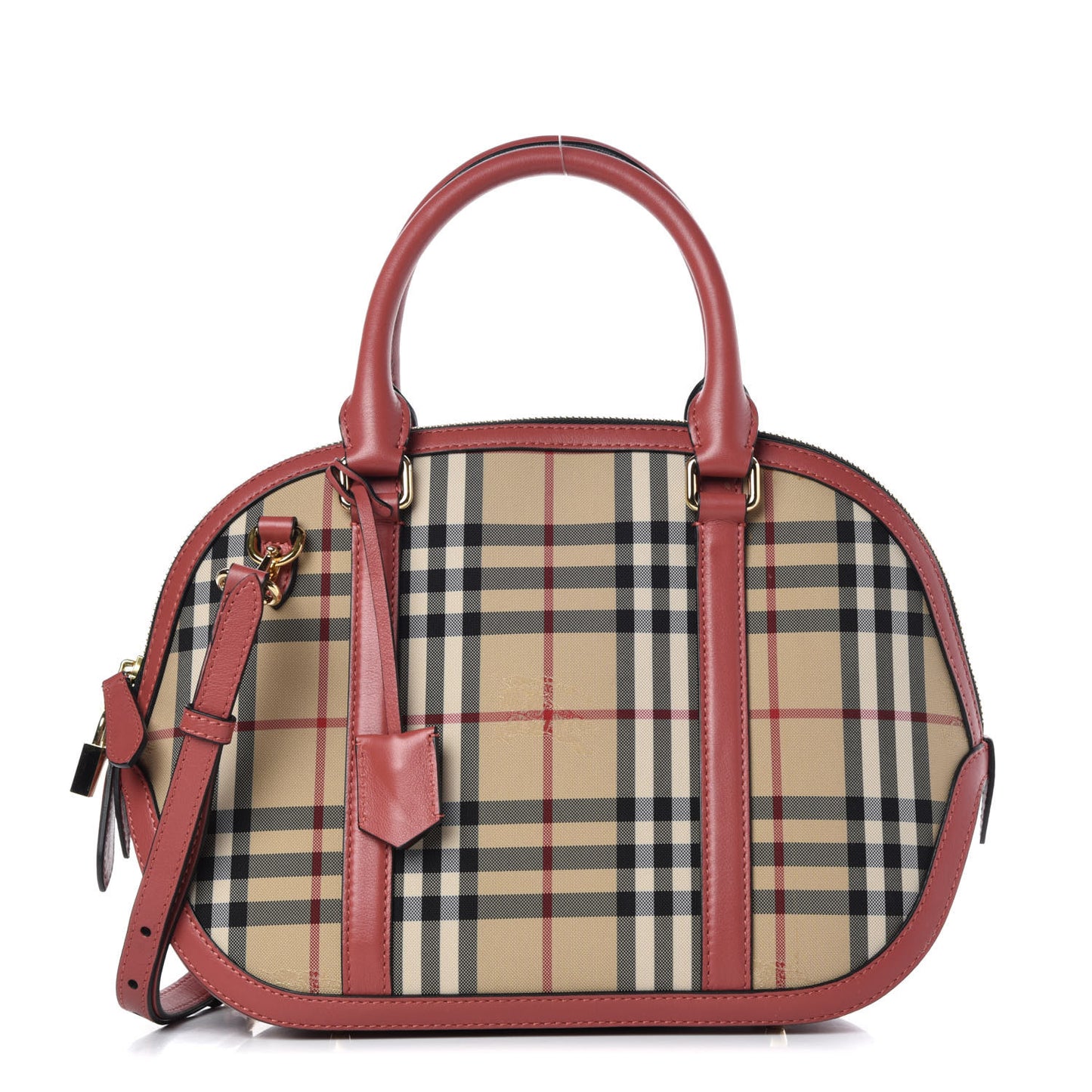 Horseferry Check Small Orchard Bowling Bag Honey Antique Rose
