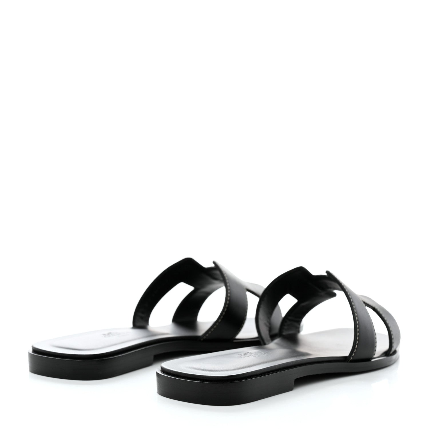 Hermes Box Calfskin Oran Sandals 37 Black 4 of 9