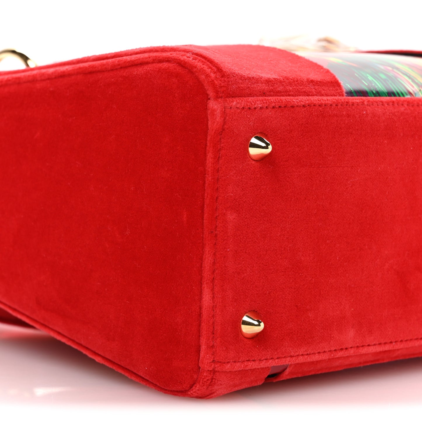 X SHARA HUGHES Velvet Calfskin Printed Medium Lady Dior Art Red Multicolor