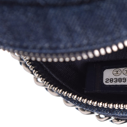 Chanel Denim Quilted Round Clutch With Chain Blue 9 of 11