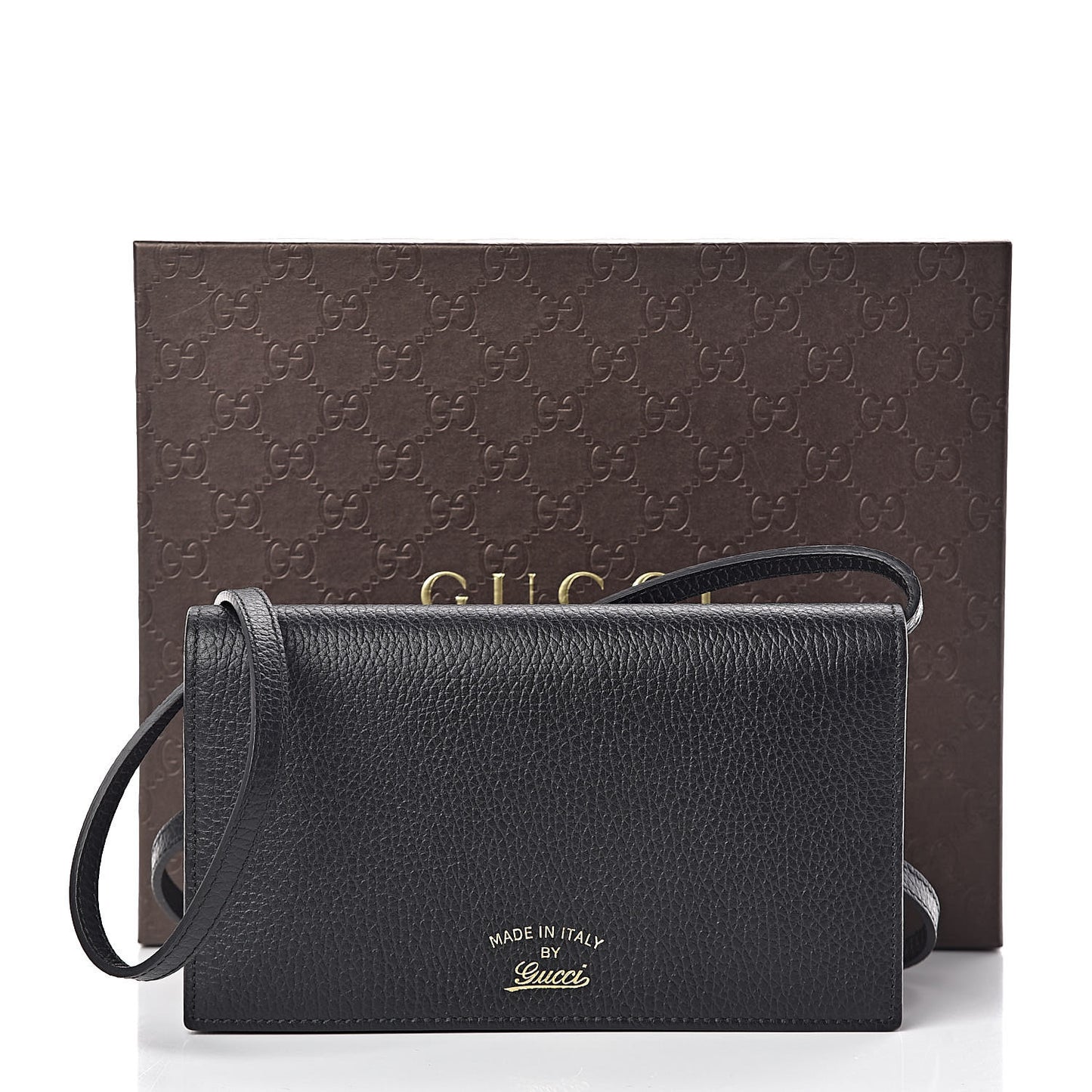 Dollar Calfskin Mini Swing Wallet Bag Black
