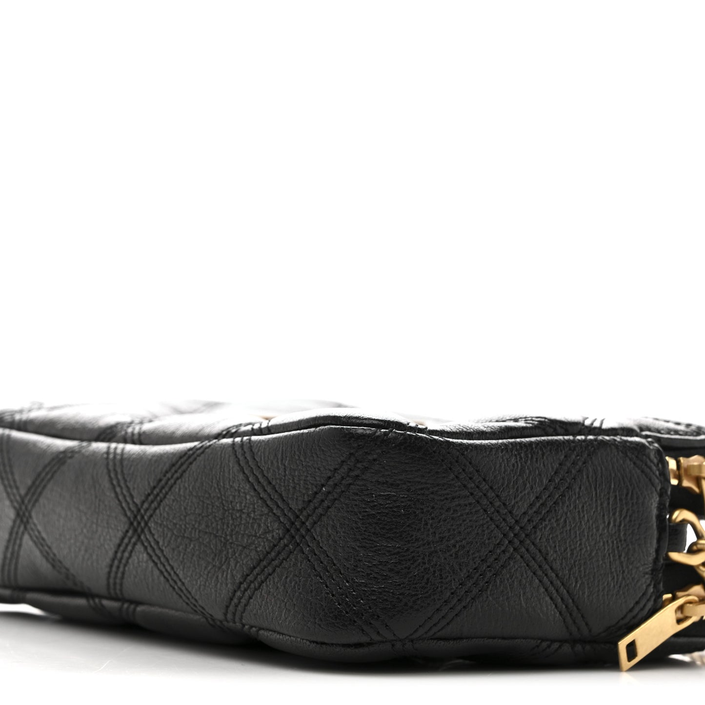 Grained Lambskin Quilted Mini Becky Double Zip Bag Black