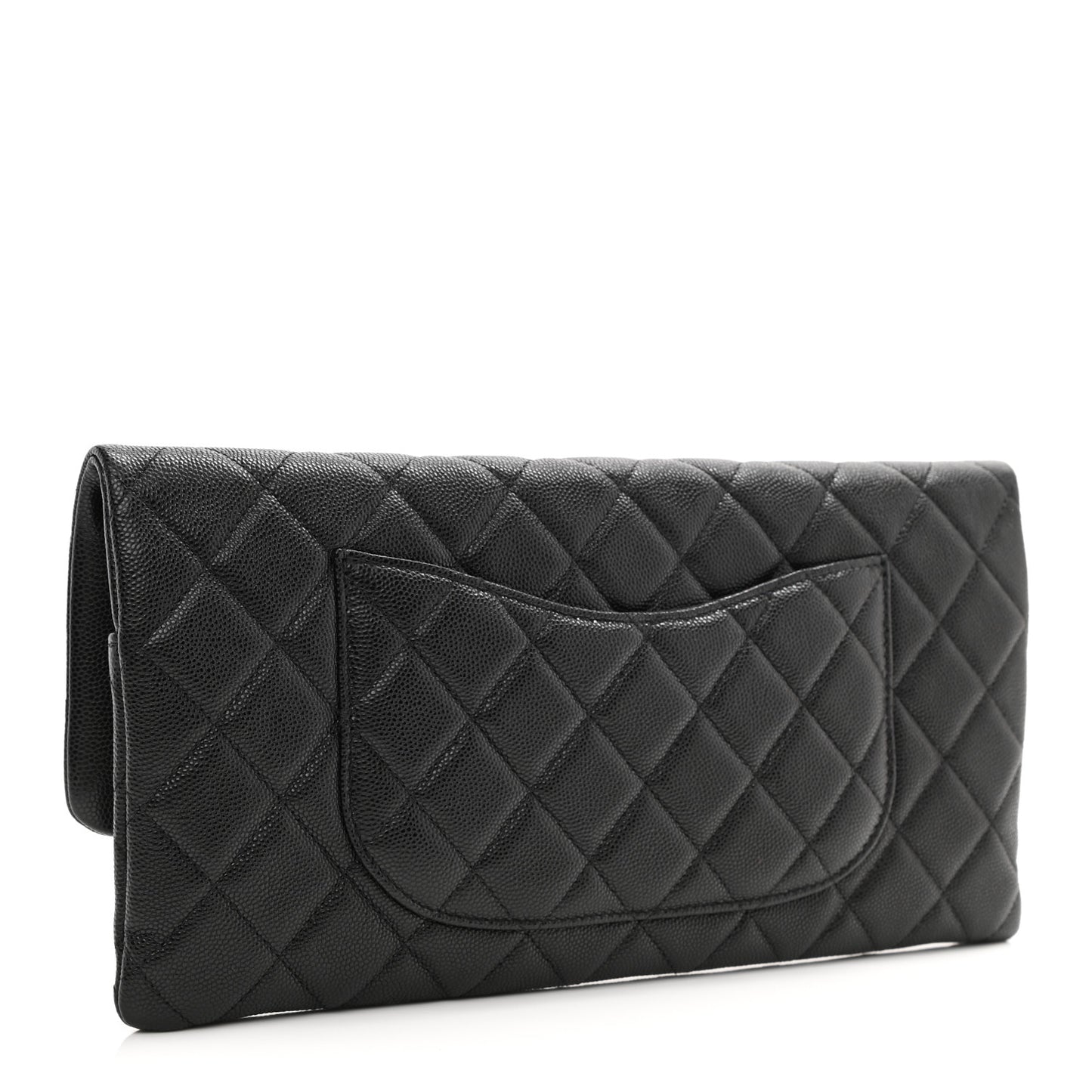 Caviar Quilted Flap Clutch Black