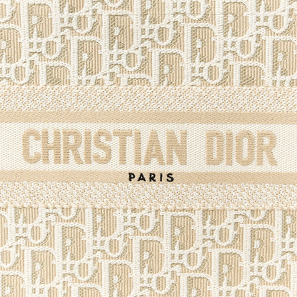 Christian Dior Oblique Chambray Calfskin Small Book Tote With Strap Gold Natural 8 of 10