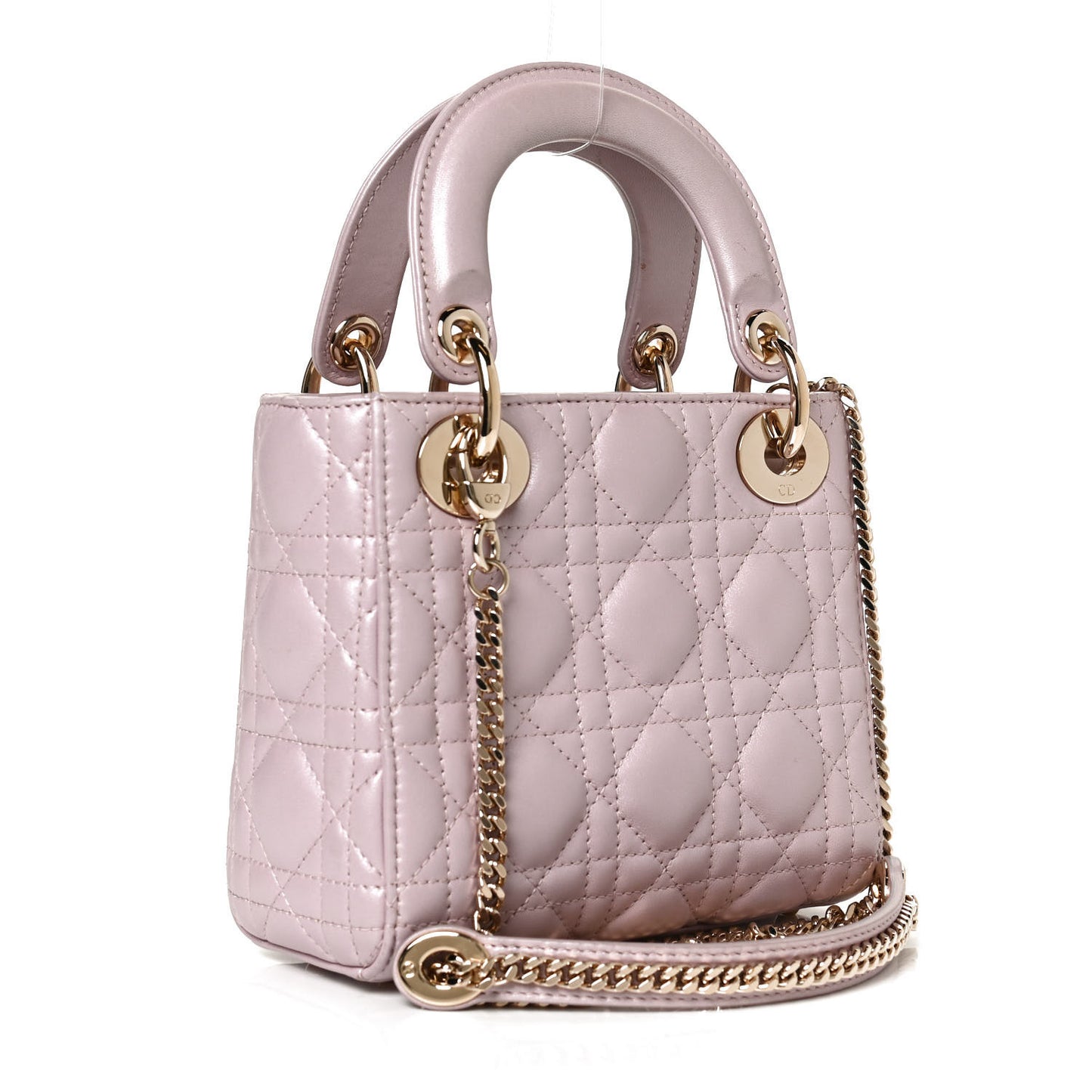 Metallic Lambskin Cannage Mini Lady Dior Lotus