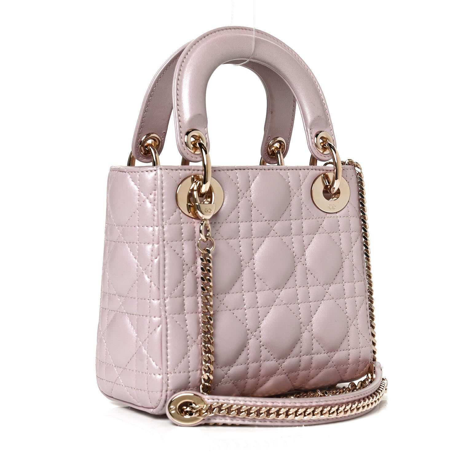 Christian Dior Metallic Lambskin Cannage Mini Lady Dior Lotus 3 of 10