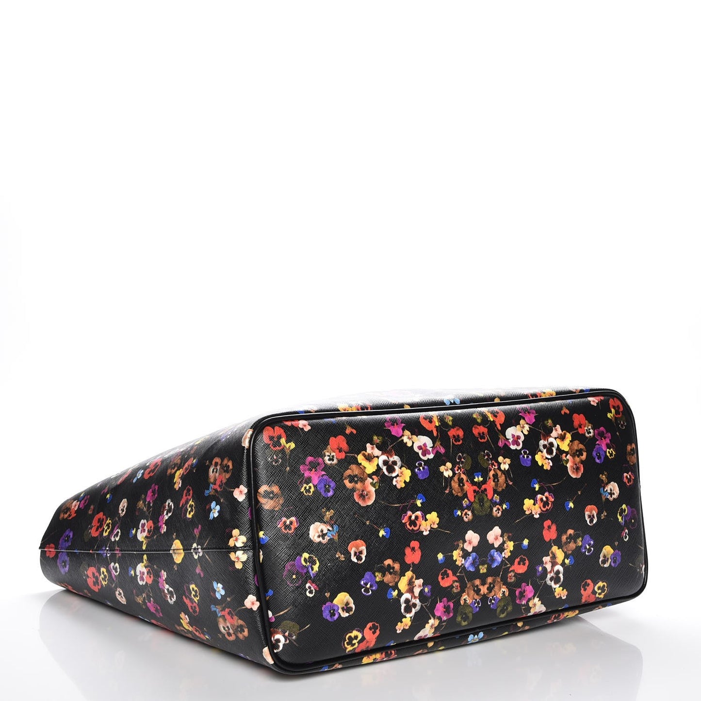 Coated Canvas Pansy Print Large Antigona Tote Black