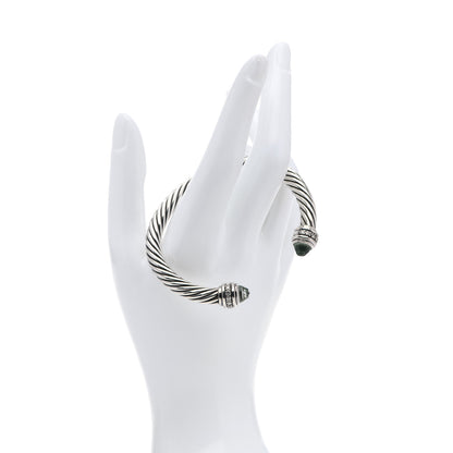 David Yurman Sterling Silver Diamond Prasiolite 7mm Cable Classics Bracelet 2 of 5