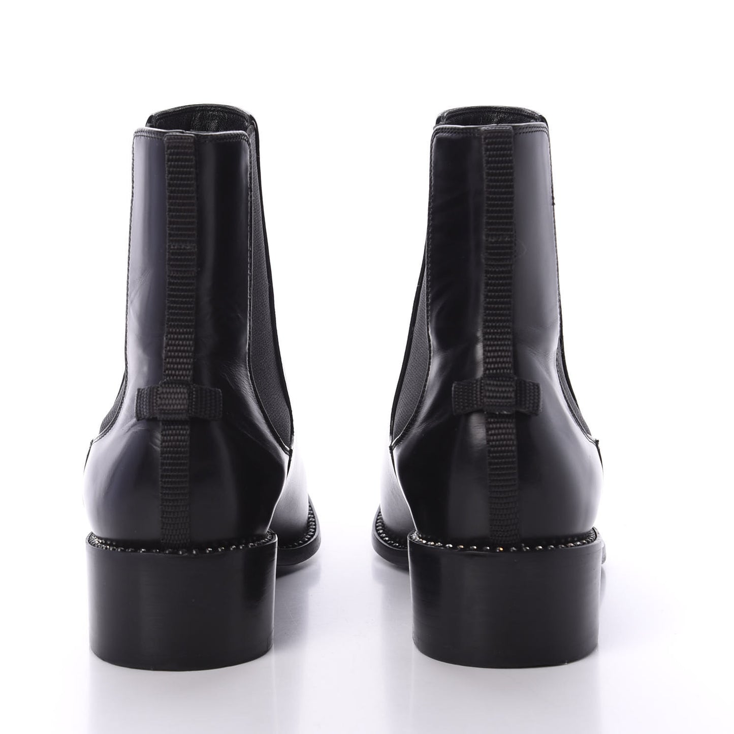 Glazed Calfskin Crystal Tomboy Ankle Boots 37.5 Black