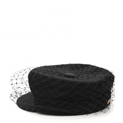 Christian Dior Cotton Canvas Arty Cap with Veil 58 Black 4 of 10