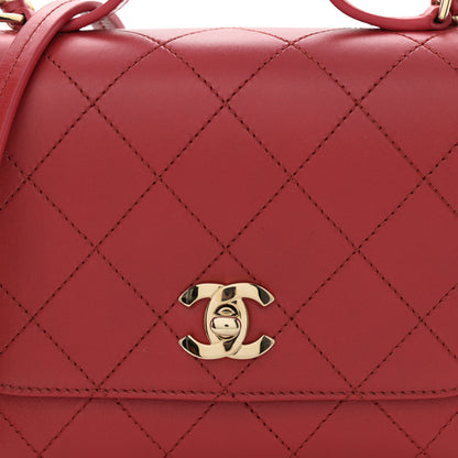 Chanel Calfskin Quilted Small Double Pocket Top Handle Flap Red 8 of 12