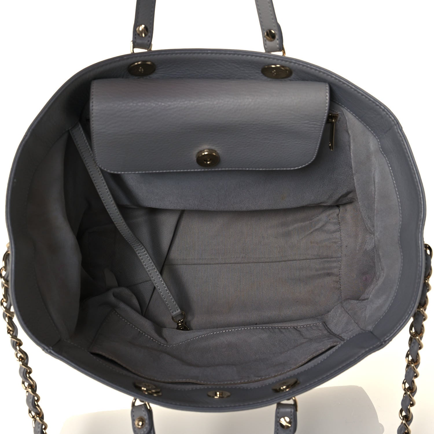 Chanel Bullskin Stitched Medium Shopping Bag Grey 5 of 16