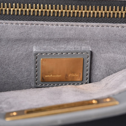 Fendi Vitello Suede Large Peekaboo Iconic Satchel Grigio Chiaro 7 of 10