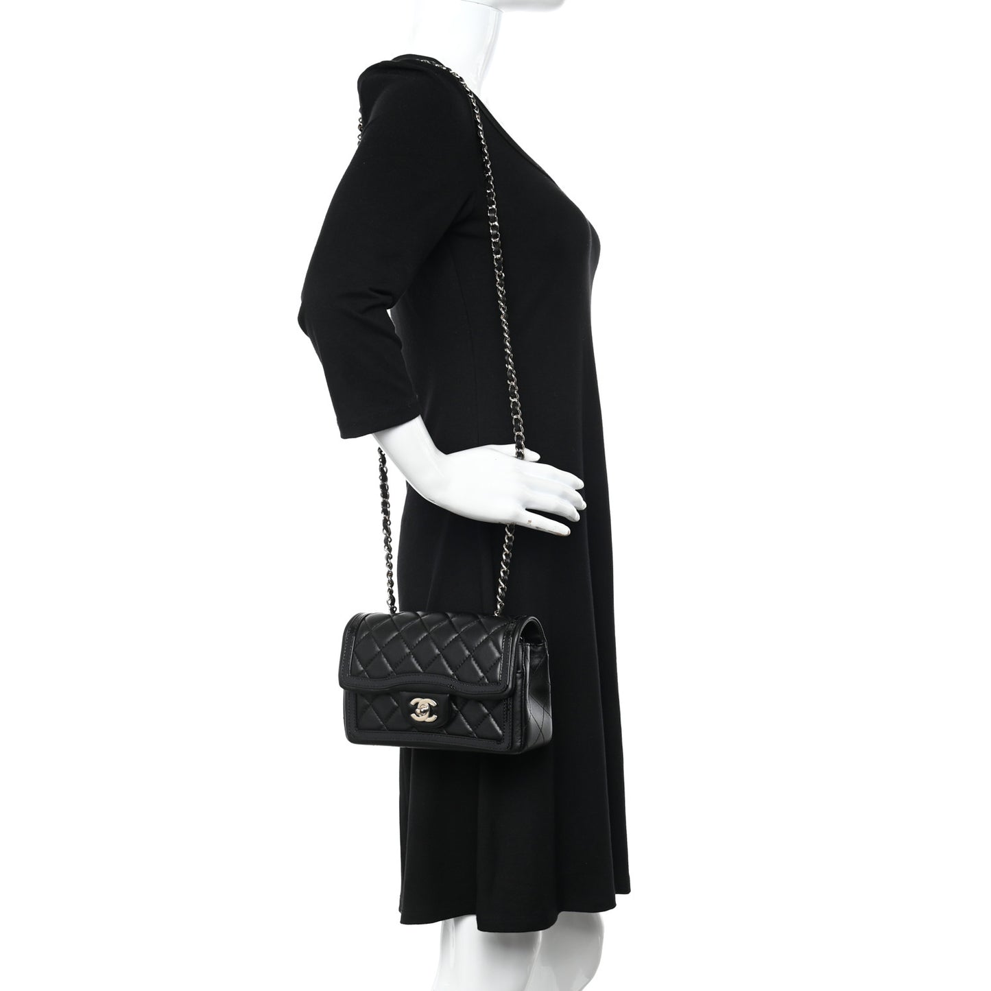 Lambskin Patent Calfskin Mini Flap Bag Black