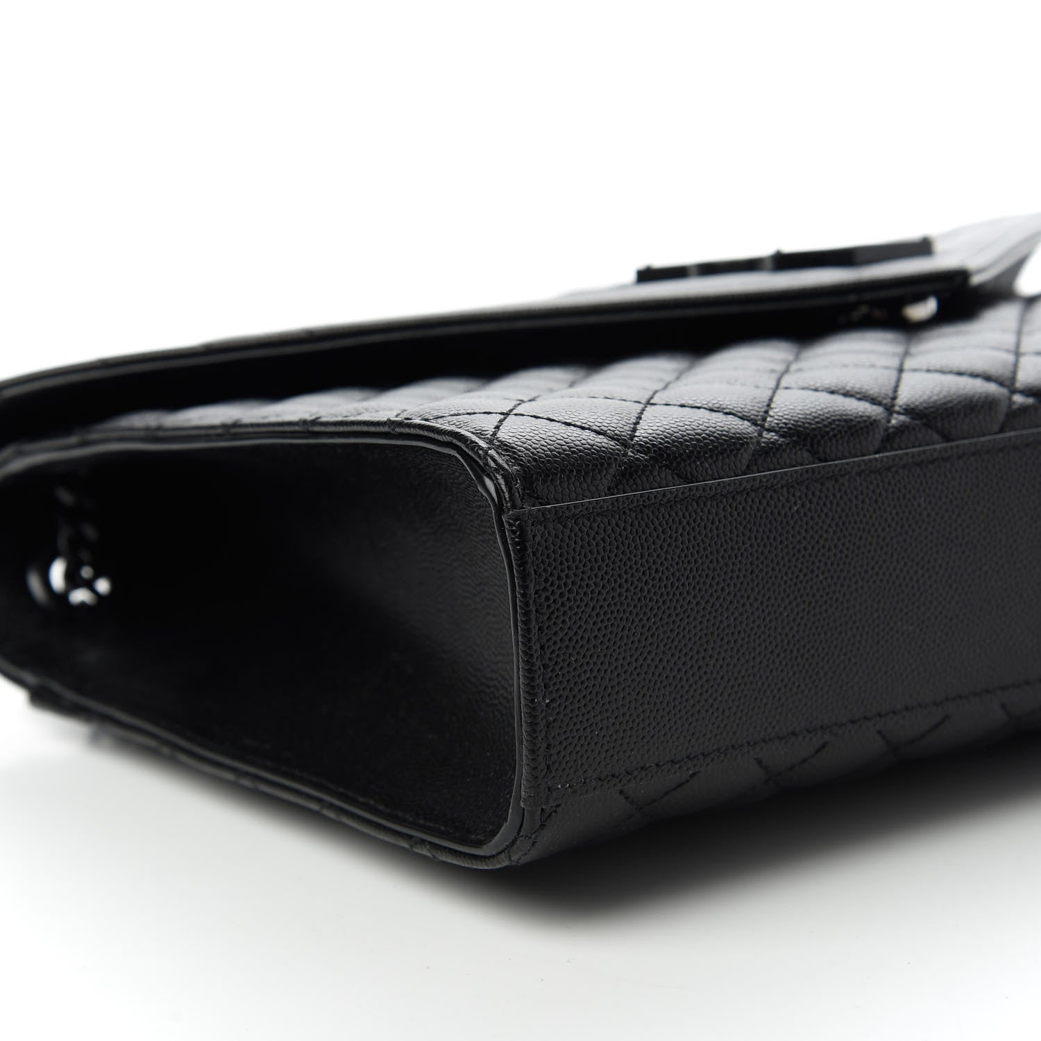 Saint Laurent Grain De Poudre Textured Mixed Matelasse Large Triquilt Monogram Monochrome Satchel Black 6 of 10