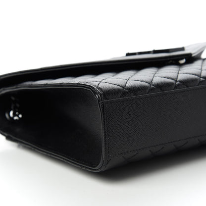Saint Laurent Grain De Poudre Textured Mixed Matelasse Large Triquilt Monogram Monochrome Satchel Black 6 of 10
