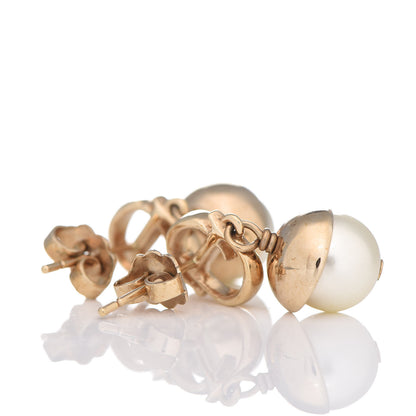 Christian Dior Pearl CD Drop Earrings Gold 3 of 3