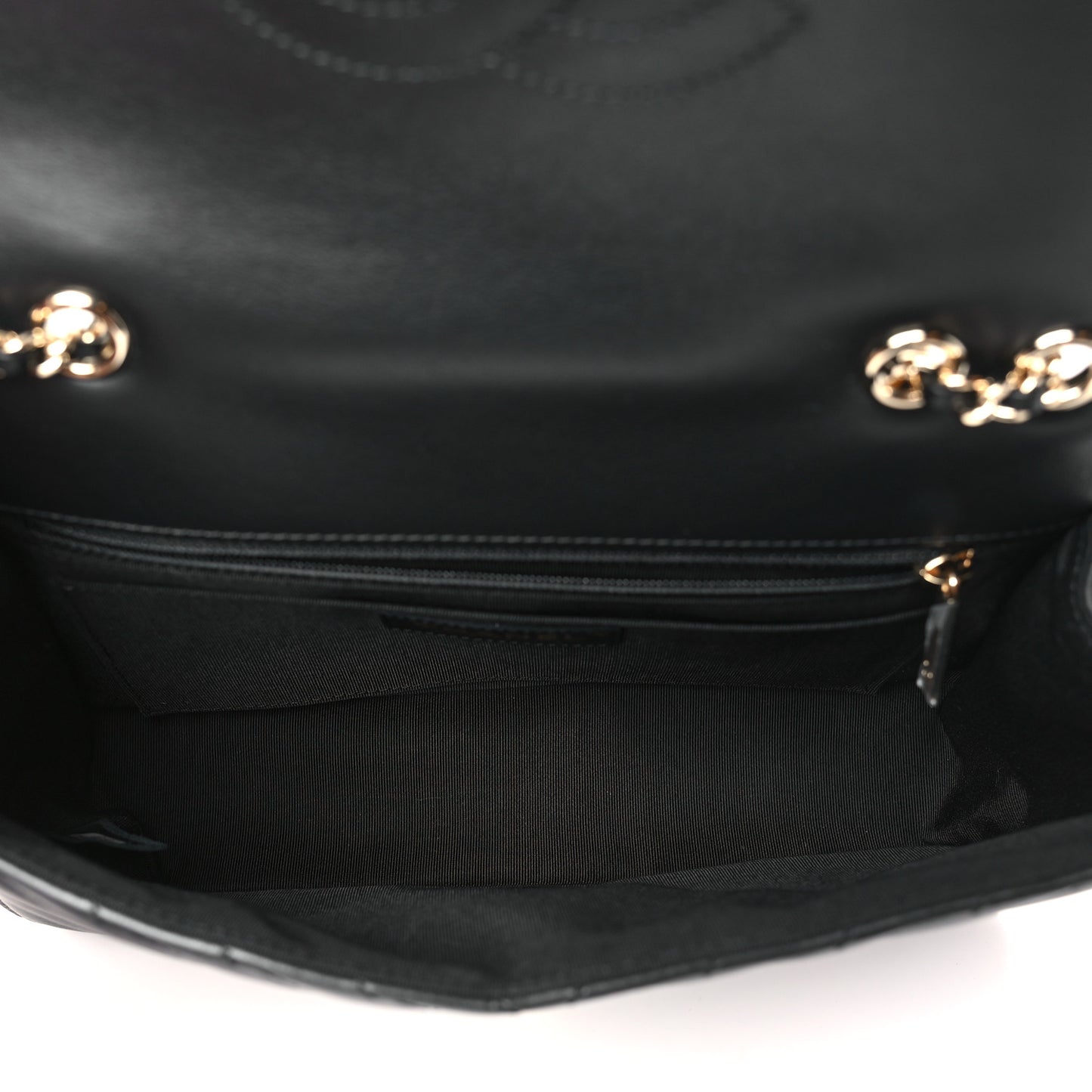 Calfskin Chevron Quilted Medium Statement Flap Black