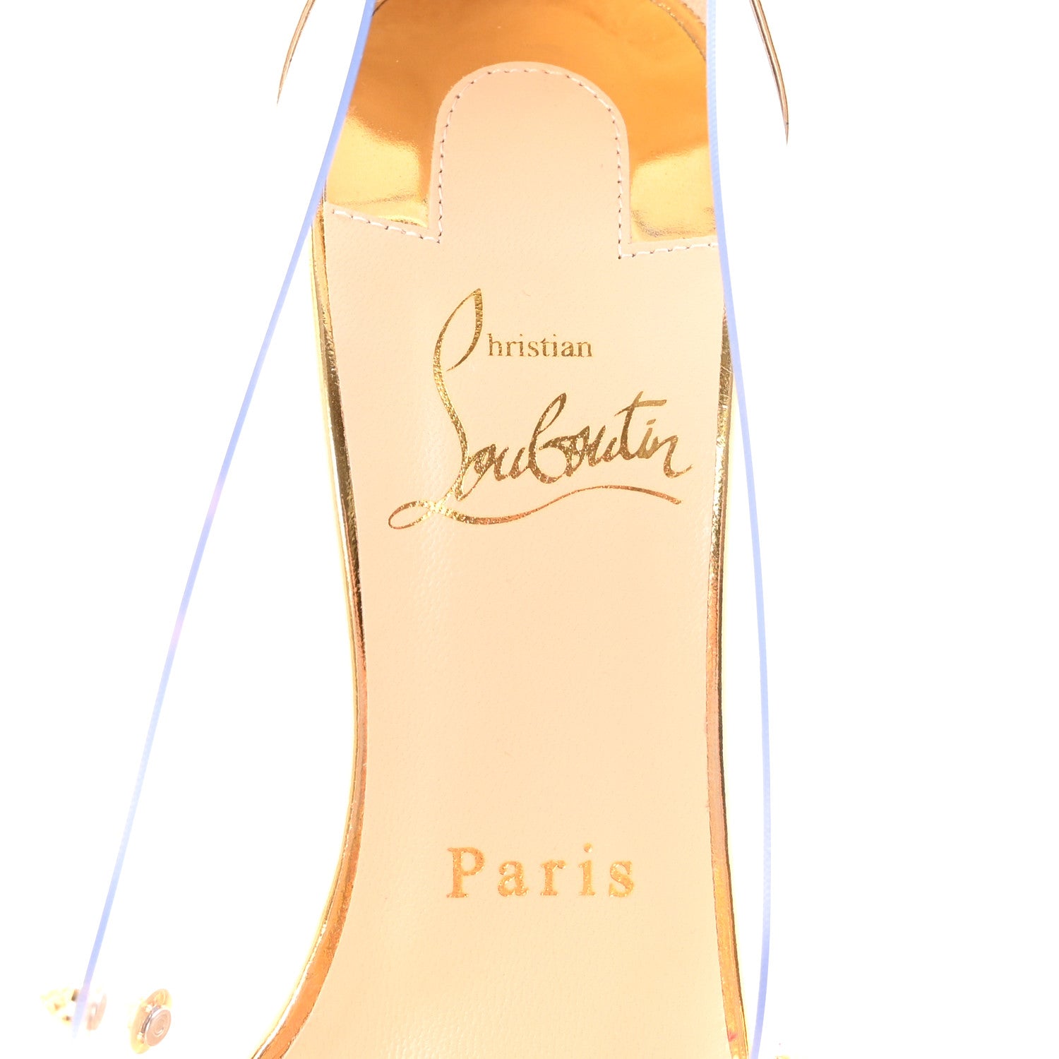Christian Louboutin PVC Patent Collaclou 100 Pumps 35 Gold 8 of 9