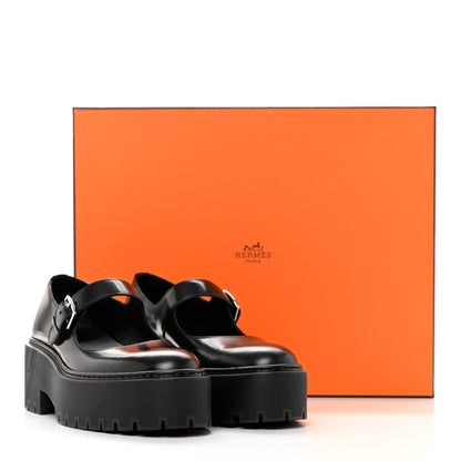 Hermes Glazed Calfskin Hoxton Oxford 37 Black 15 of 15