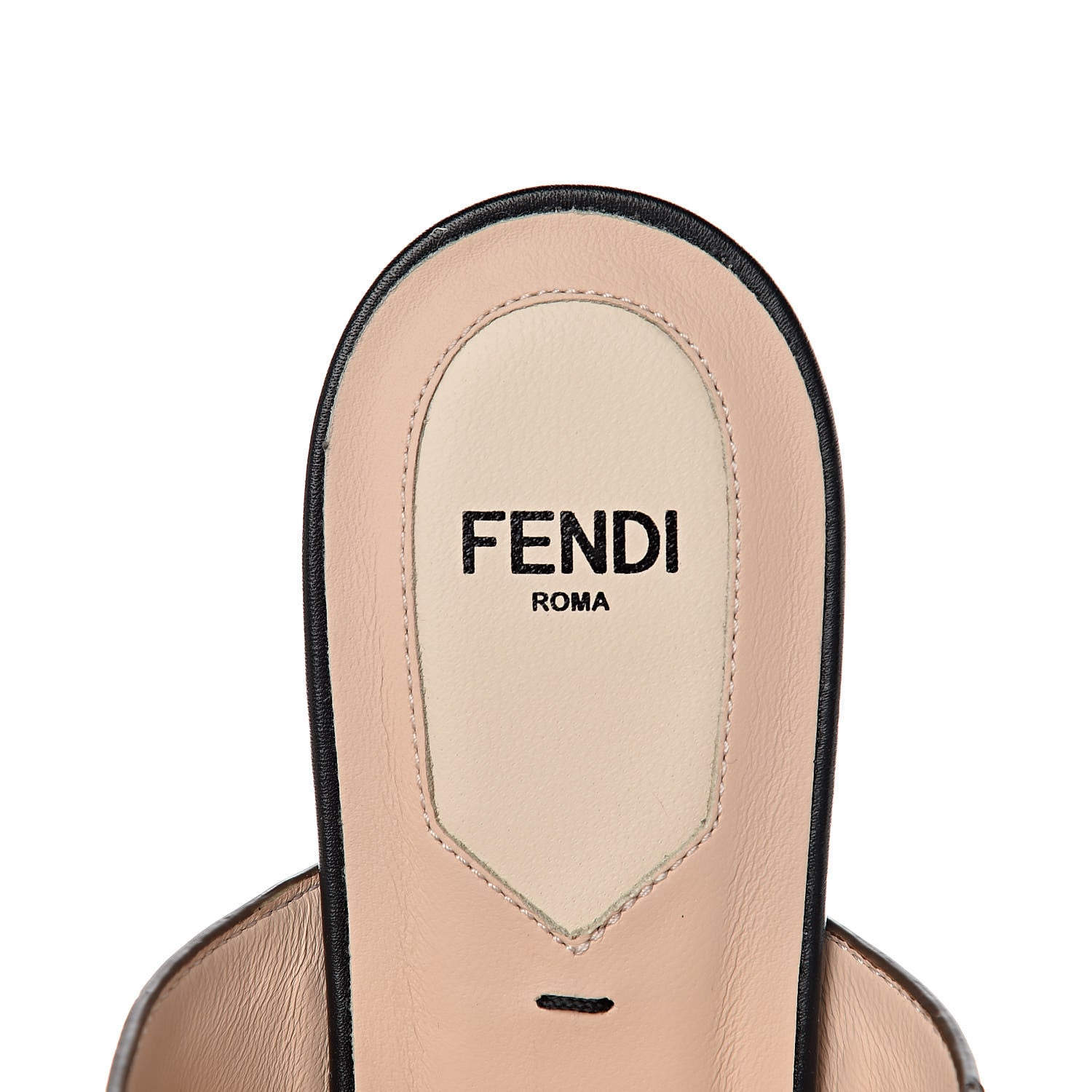 Fendi Vitello FF Embossed Buckle Flat Mules 37.5 Maya Black 6 of 8