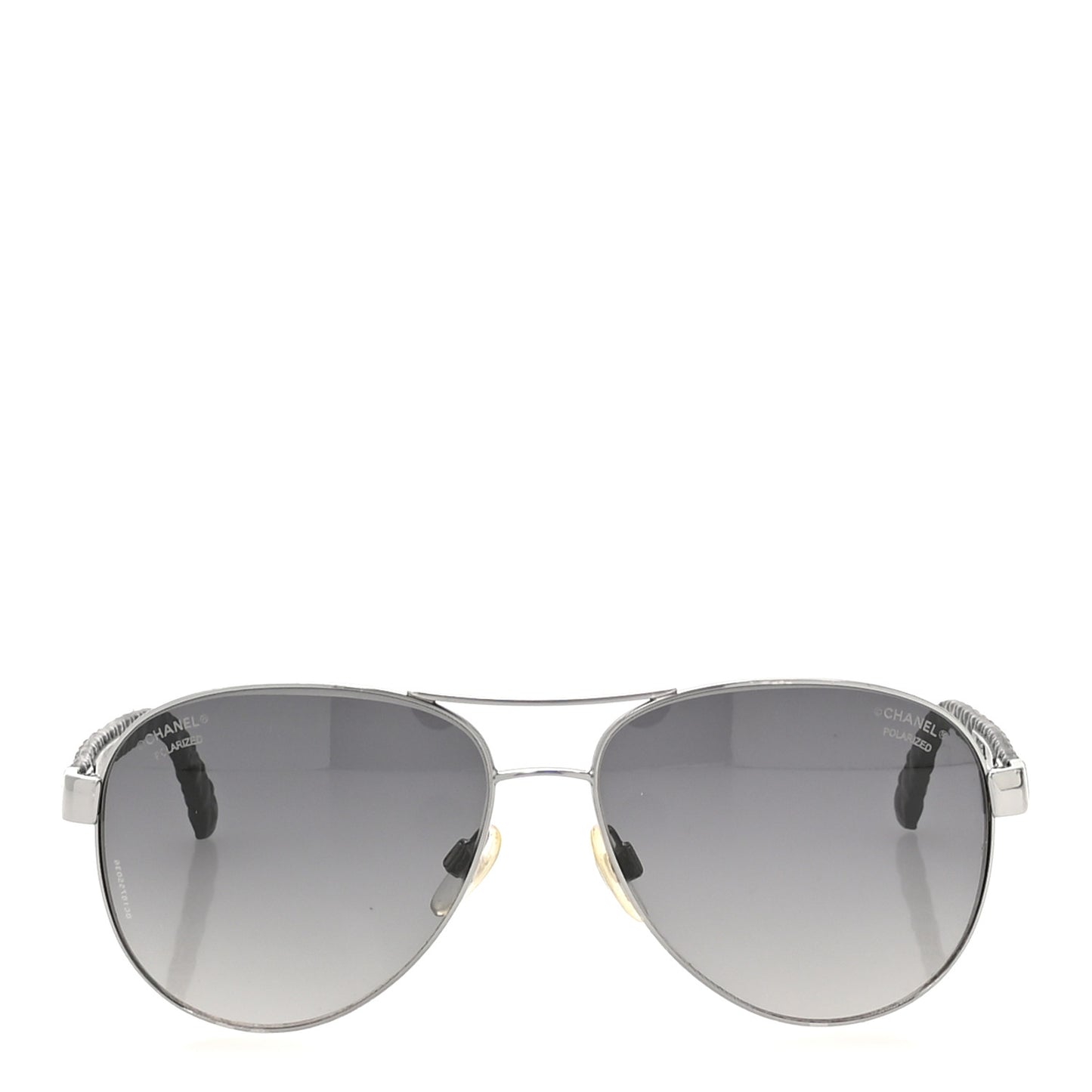 Metal Lambskin Quilted CC Pilot Summer Aviator Sunglasses 4204-Q Black Silver