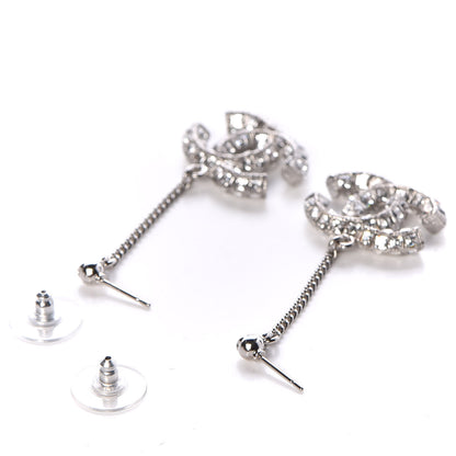 Chanel Baguette Crystal CC Drop Earrings Silver 3 of 4