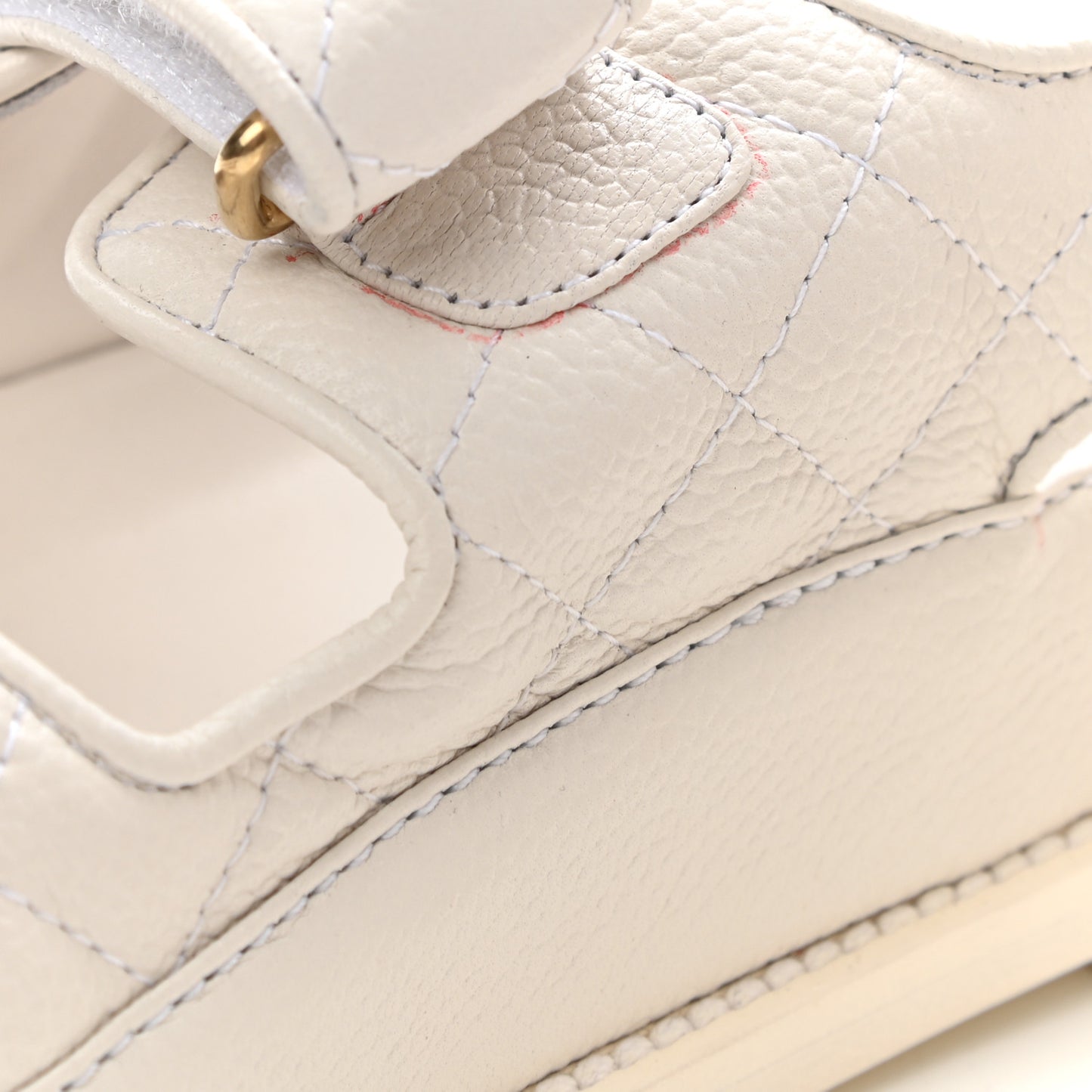 Grained Calfskin Velcro Dad Sandals 40 White