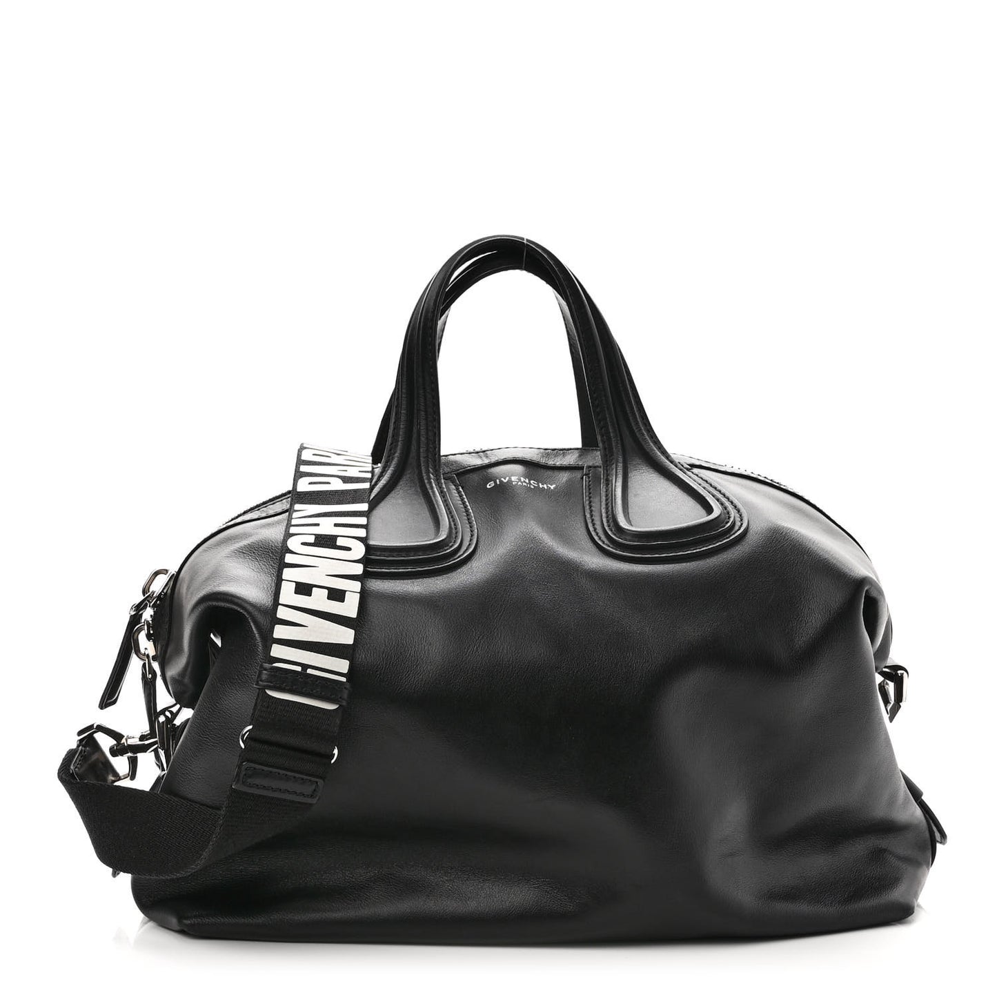 Waxed Calfskin Medium Nightingale Logo Strap Black