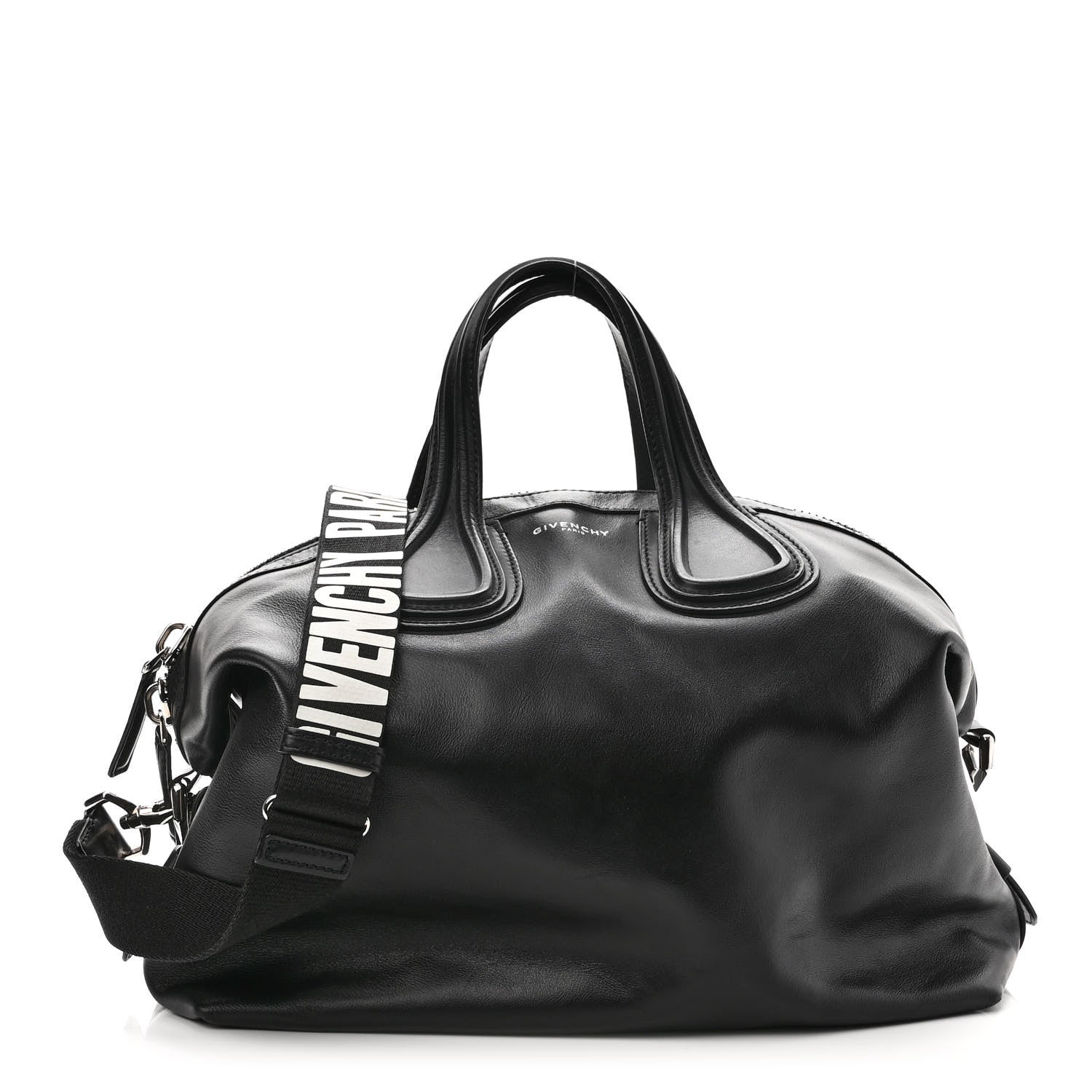 Givenchy Waxed Calfskin Medium Nightingale Logo Strap Black 1 of 10