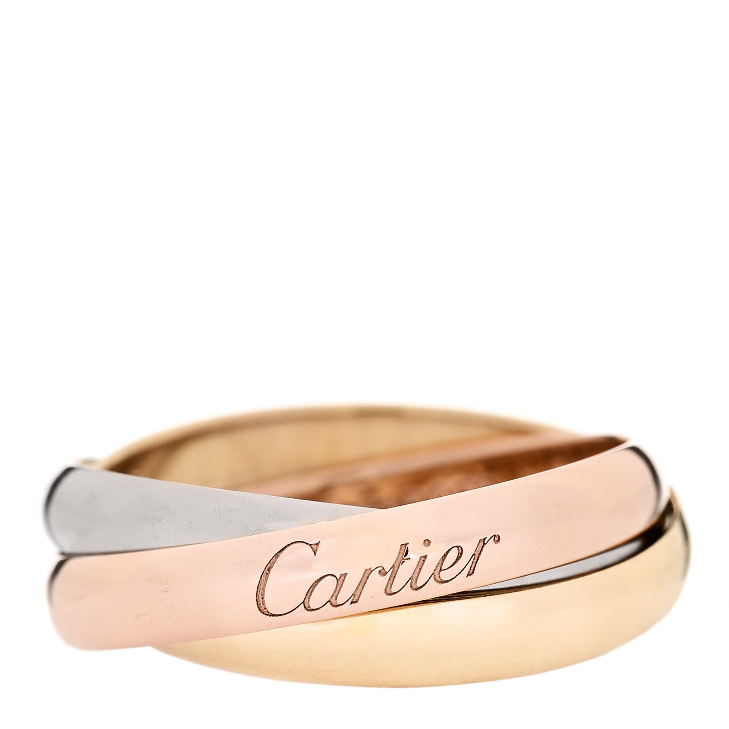 Cartier 18K Pink Yellow White Gold Small Trinity Ring 50 5.25 1 of 6