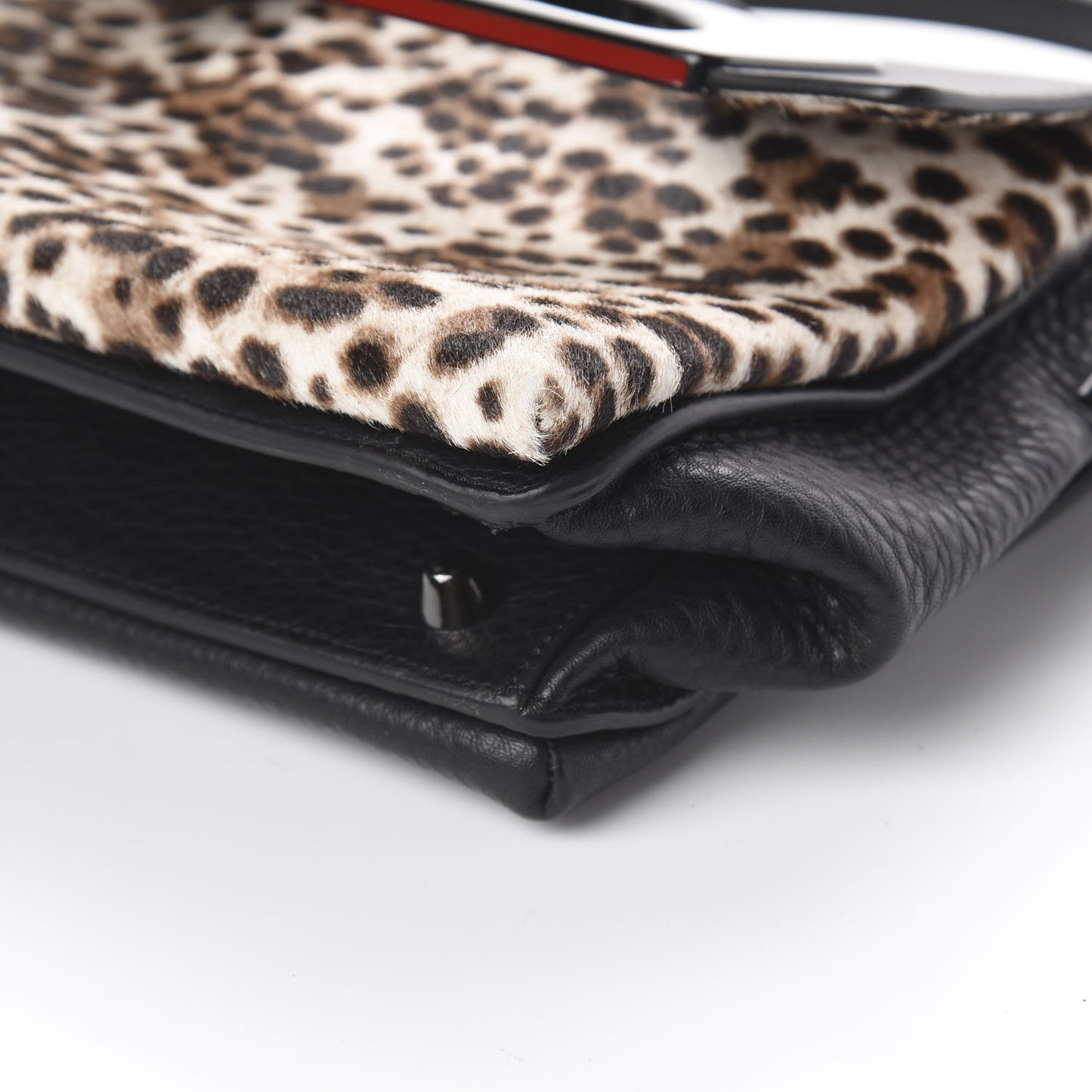 Calf Hair Leopard Print Passage Messenger Bag Black