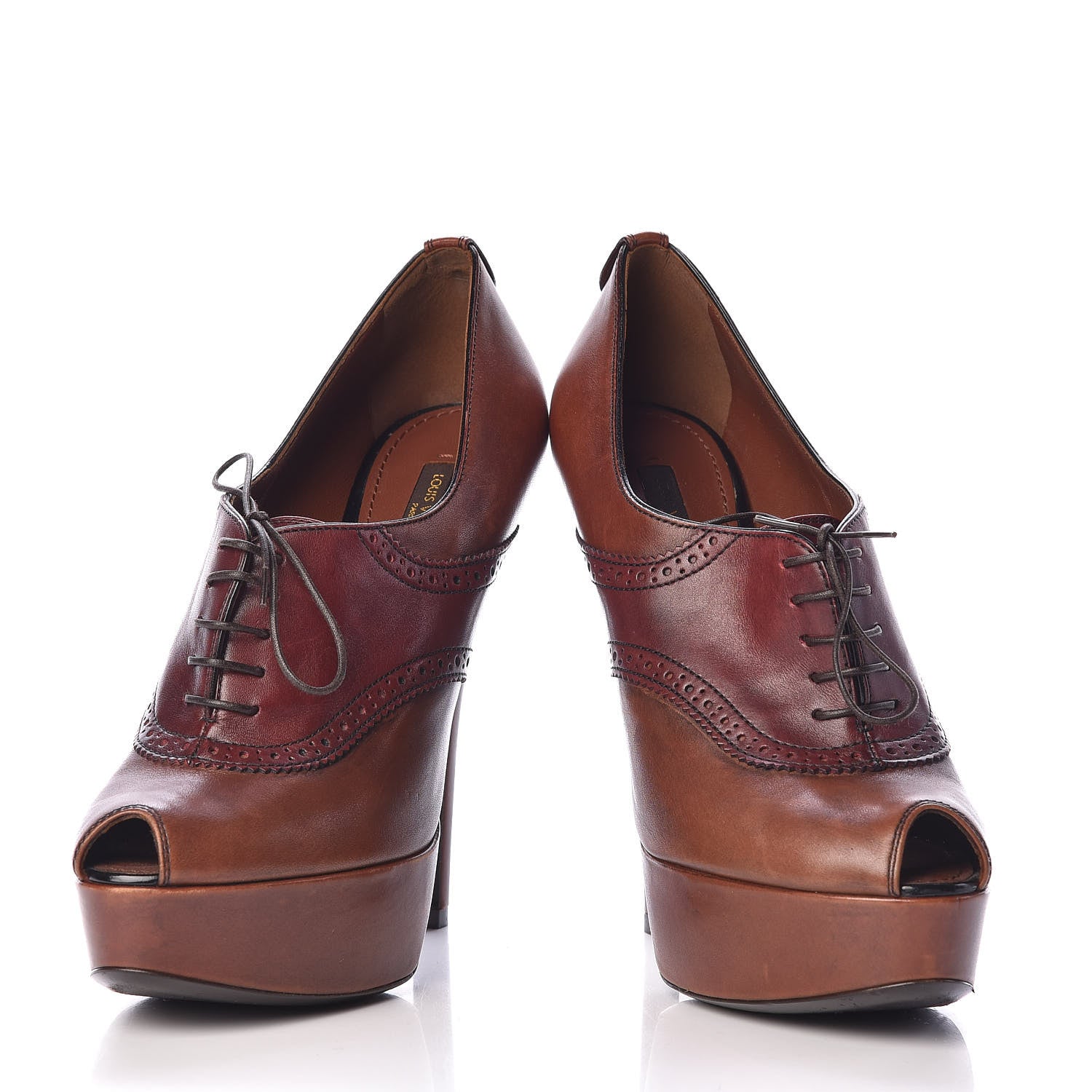 Balenciaga LOUIS VUITTON Calfskin Nadja Lace Up Pumps 38 Brown 6 of 12