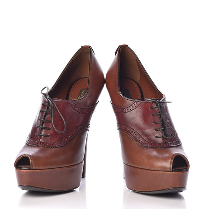 Balenciaga LOUIS VUITTON Calfskin Nadja Lace Up Pumps 38 Brown 6 of 12