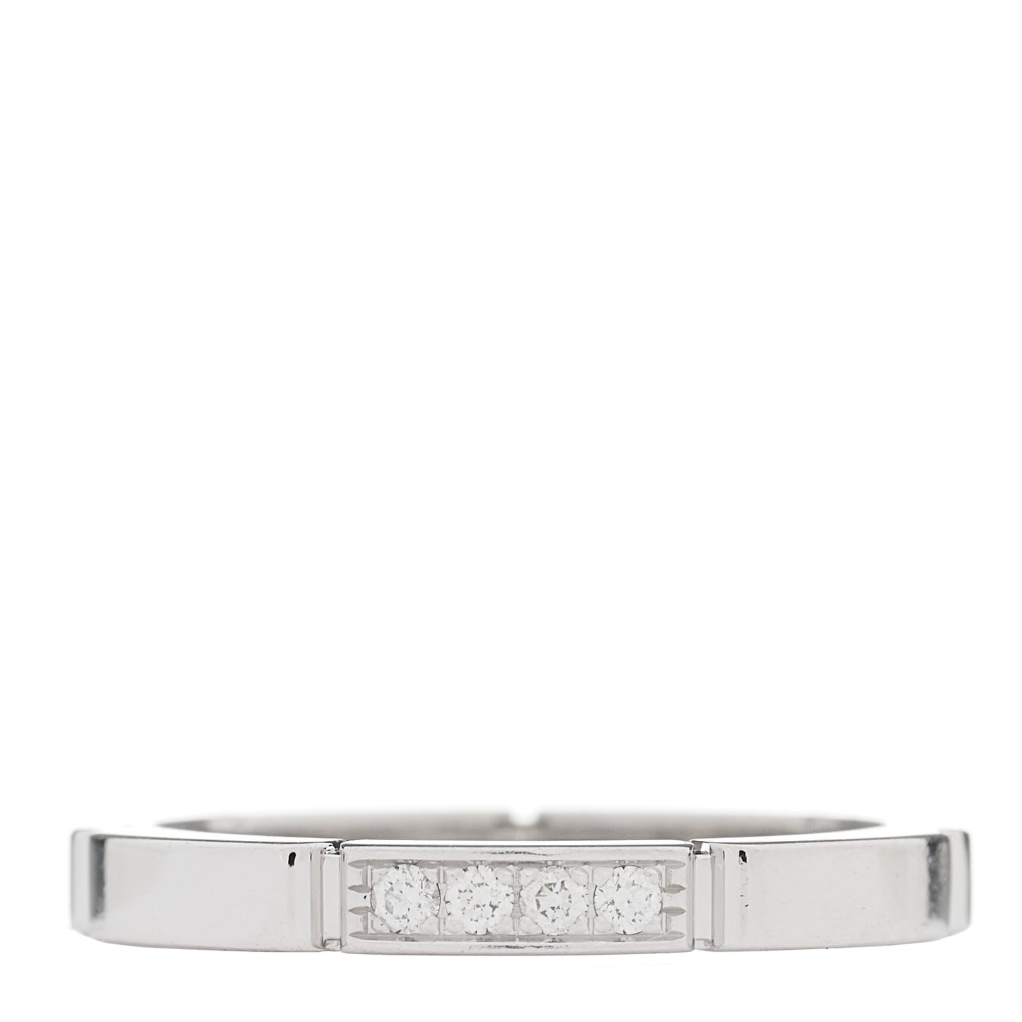 18K White Gold Diamond Maillon Panthere Wedding Band Ring 51 5.75