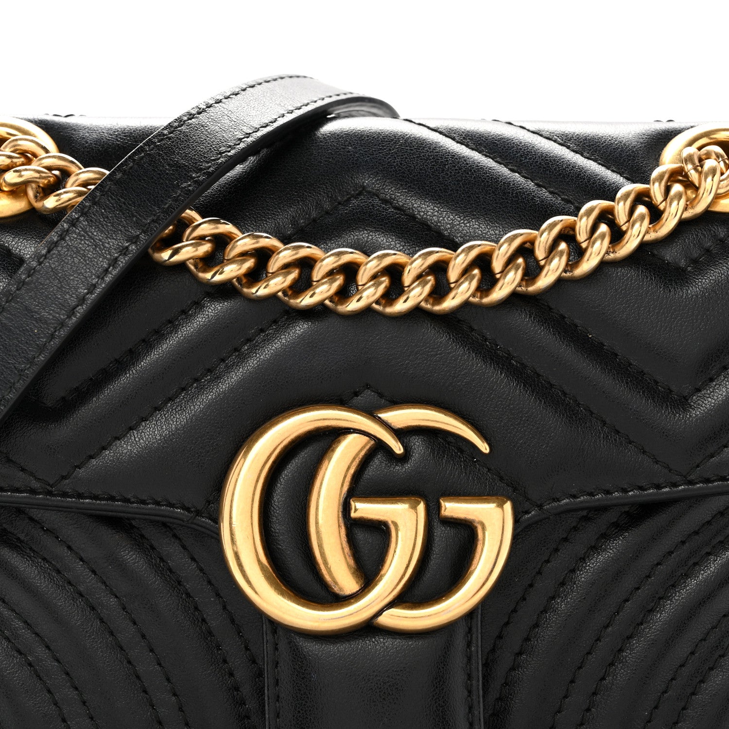 Gucci Calfskin Matelasse Mini GG Marmont Shoulder Bag Black 8 of 15