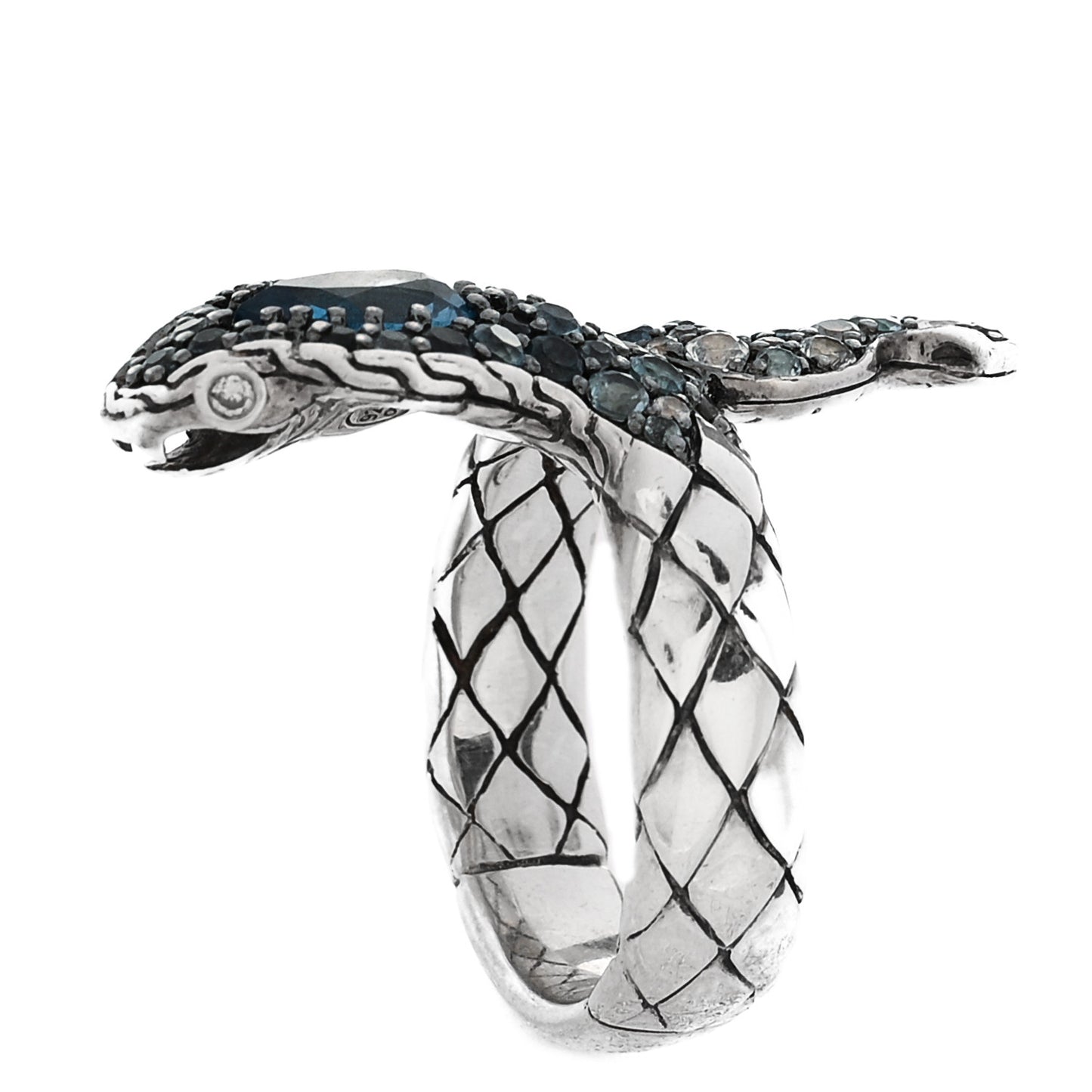 Sterling Silve Blue Topaz White Sapphire Snake Ring 57 8