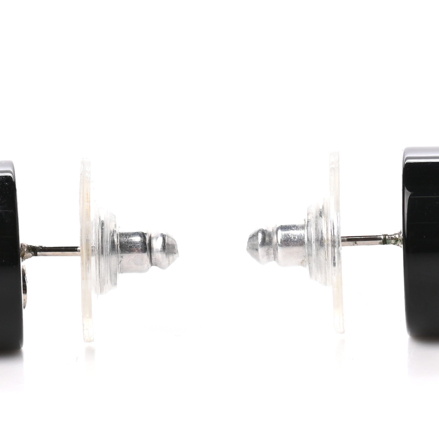 Chanel Resin Crystal CC Earrings Black 3 of 4