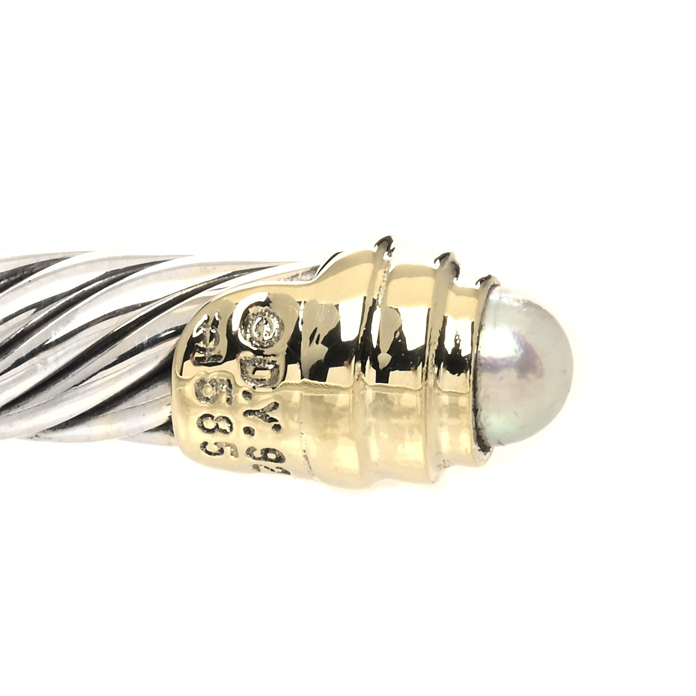 Sterling Silver 14K Yellow Gold Pearl 5mm Cable Classics Petite Color Bracelet